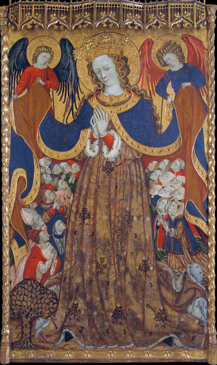 La Vierge de Misericorde - Peinture de Bonanat Zaortiga (actif 15eme siecle), tempera na desce (223x126,8 cm), ok. 1430 - Dziewica Miłosierdzia, Tempera na desce Bonanat Zaortiga, ok. 1430 - Museu Nacional d