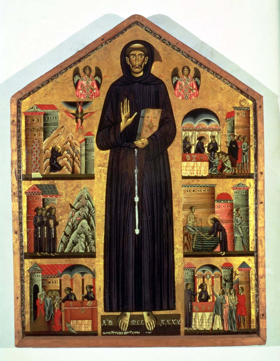 Św. Franciszek z Asyżu (ok.1182-1226) ze scenami z jego życia, 1235 (panel) autorstwa Bonaventura Berlinghieri