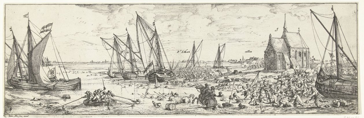 Nieudany atak na Fort Kallo, 1638 autorstwa Bonaventura Peeters (I)