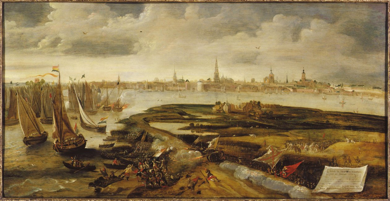 Íñigo de Borja odpiera próbę desantu holenderskiego w pobliżu Antwerpii, 17 maja 1605 r. 1640. autorstwa Bonaventura Peeters the Elder