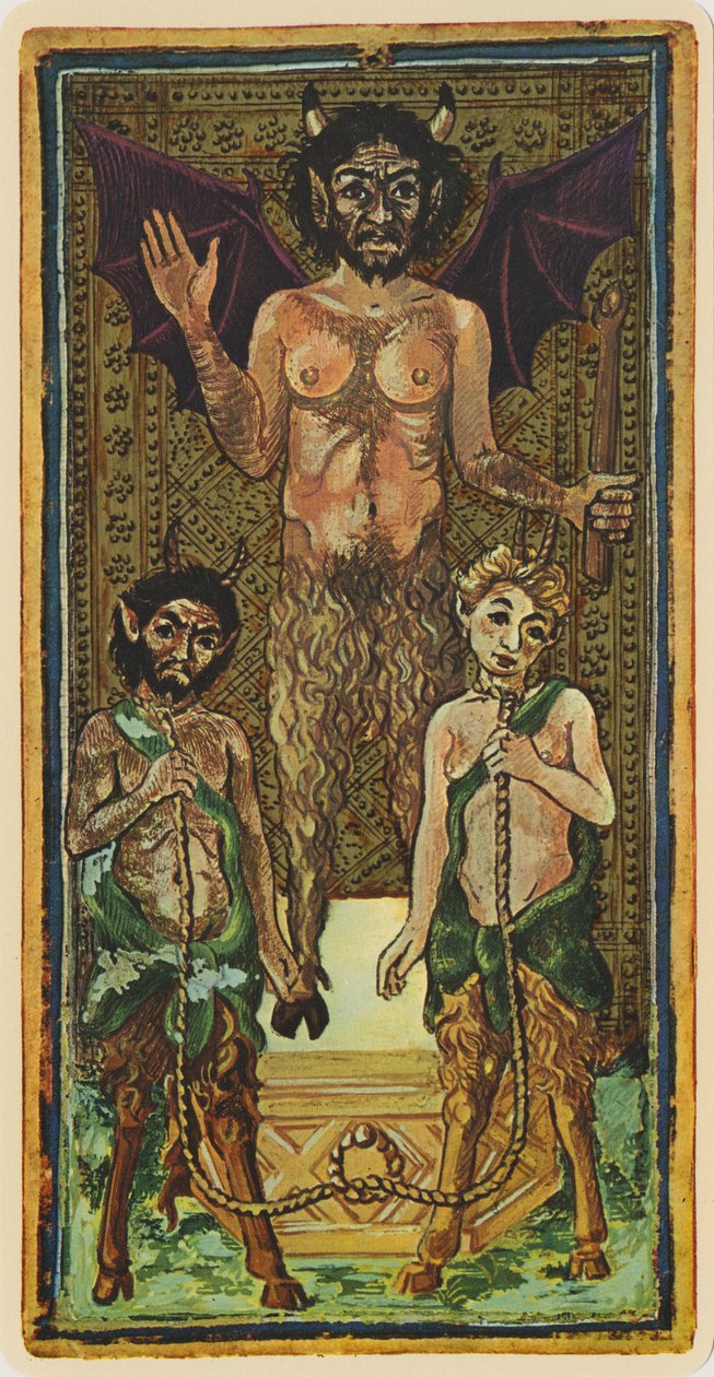 Diabeł, faksymile karty tarota z talii „Visconti”, 1441-47 autorstwa Bonifacio Bembo