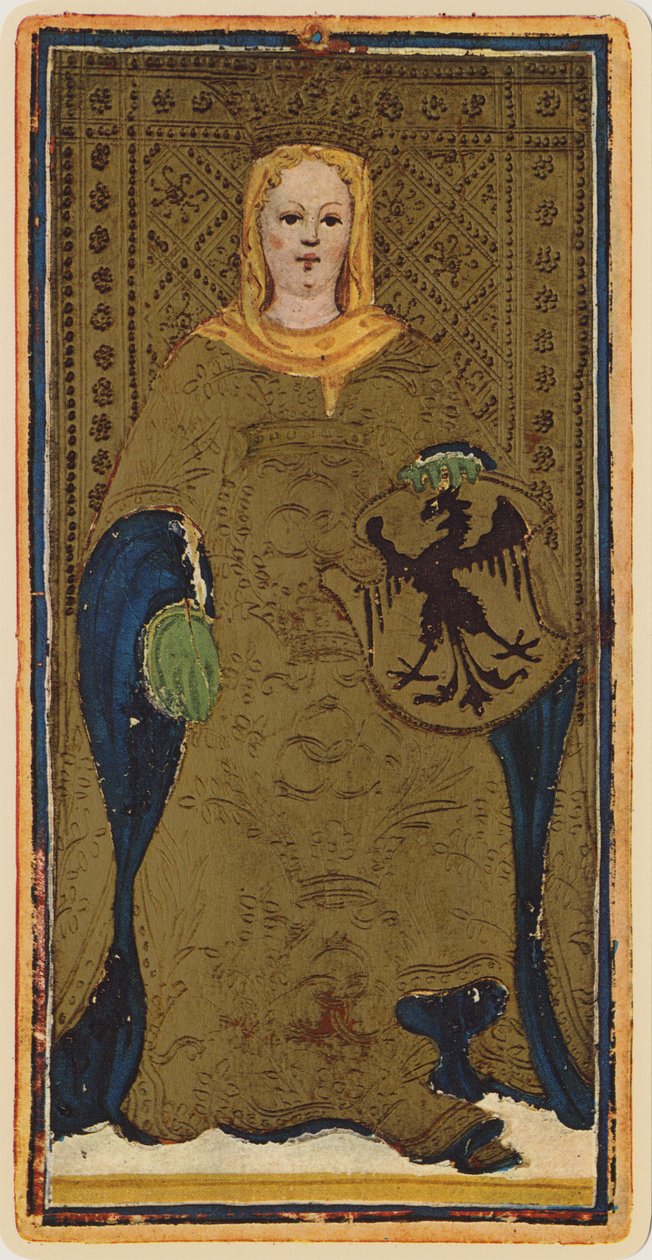 Cesarzowa, faksymile karty tarota z talii „Visconti”, 1441-47 autorstwa Bonifacio Bembo