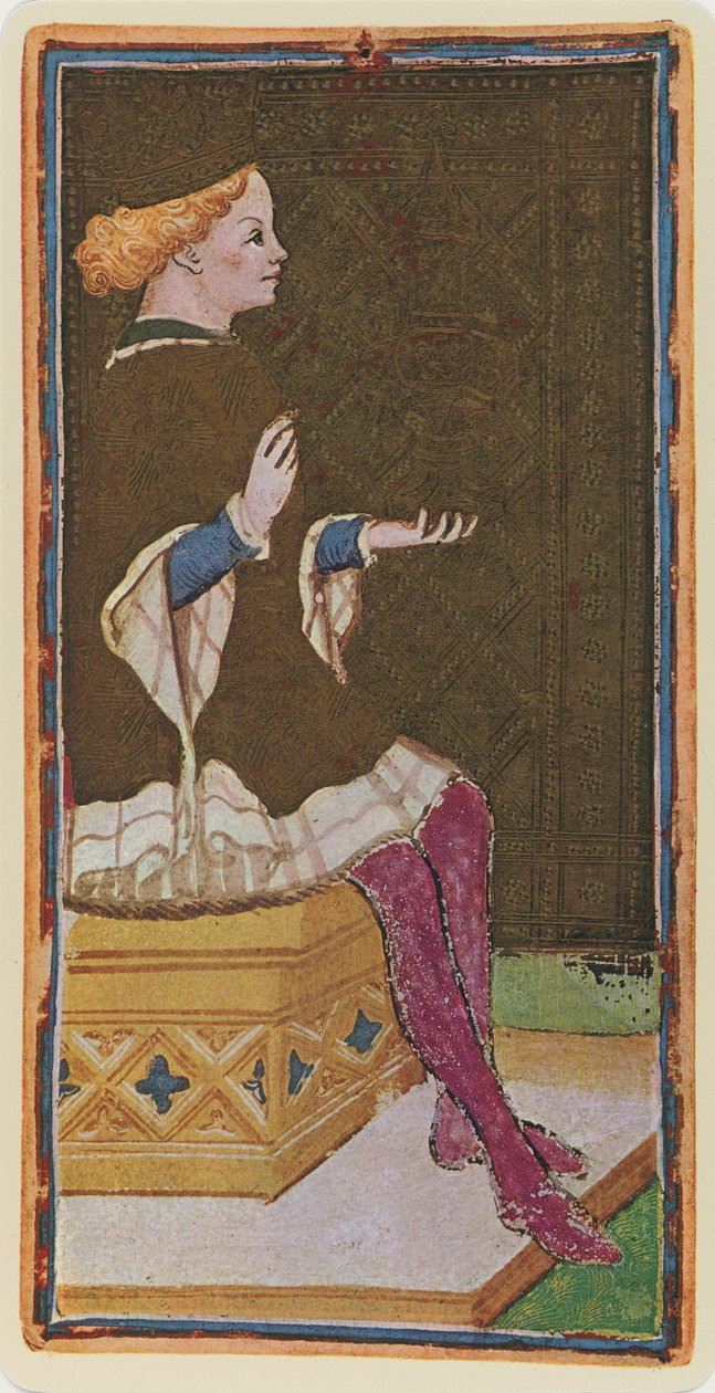 Król Pucharów, faksymile karty tarota z talii „Visconti”, 1441-47 autorstwa Bonifacio Bembo