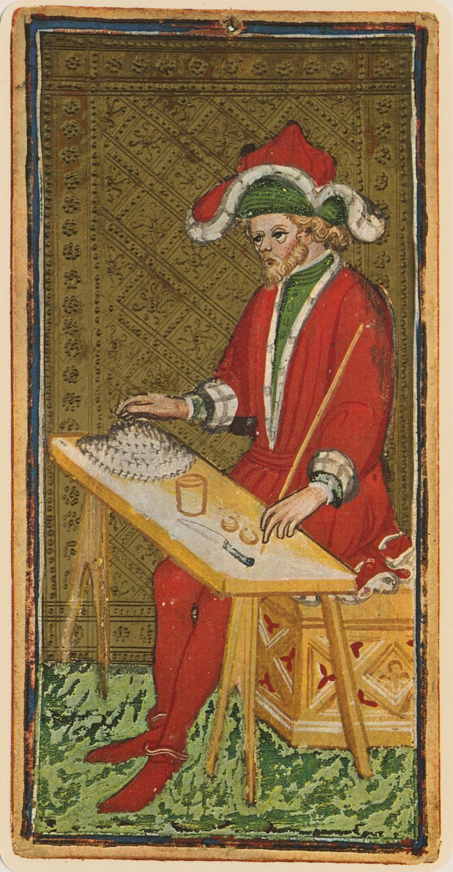Czarodziej, faksymile karty tarota z talii „Visconti”, 1441-47 autorstwa Bonifacio Bembo