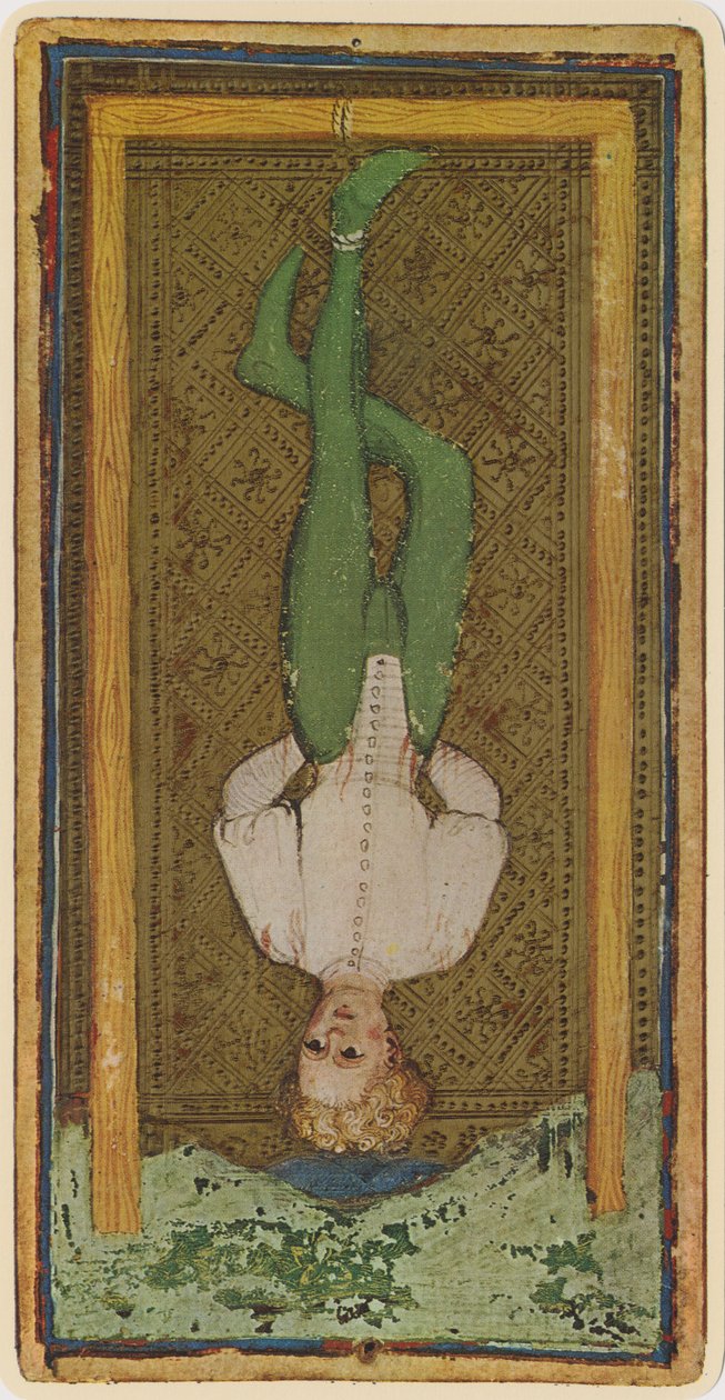 Zdrajca, faksymile karty tarota z talii „Visconti”, 1441-47 autorstwa Bonifacio Bembo