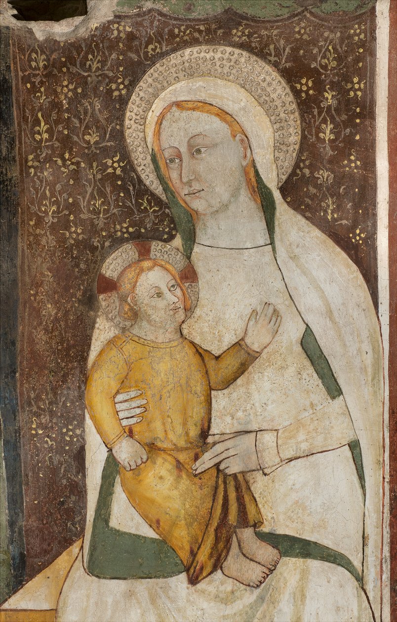 Transept Północny, Ołtarz św. Michała Archanioła, Za ołtarzem freski Bonifacio Bembo, Dziewica z Dzieciątkiem autorstwa Bonifacio Bembo