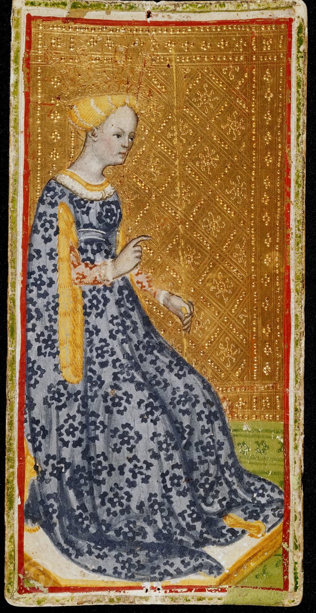 Królowa Buław. Karta tarota, 1441-1444. autorstwa Bonifacio Bembo