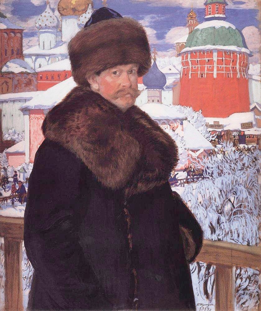 Autoportret autorstwa Boris Mikhailovich Kustodiev