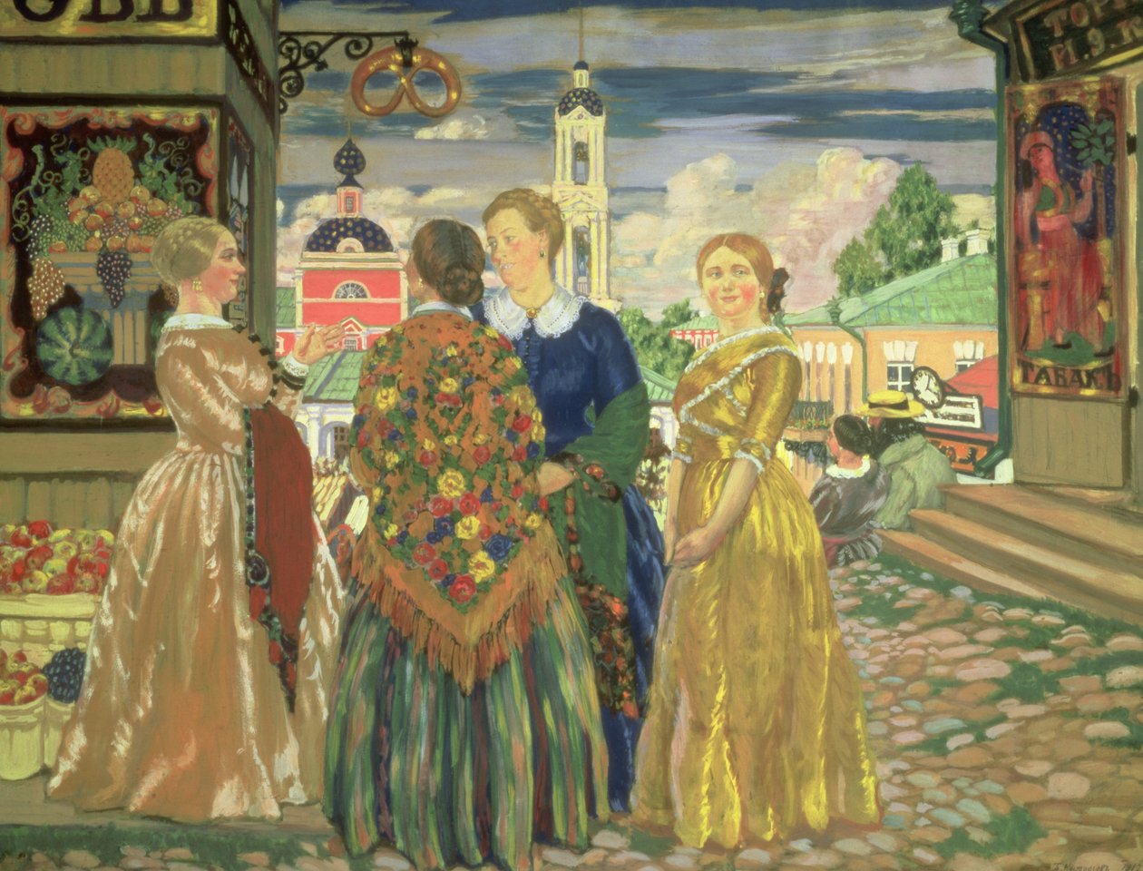 Kupiec Kobiety autorstwa Boris Mikhailovich Kustodiev