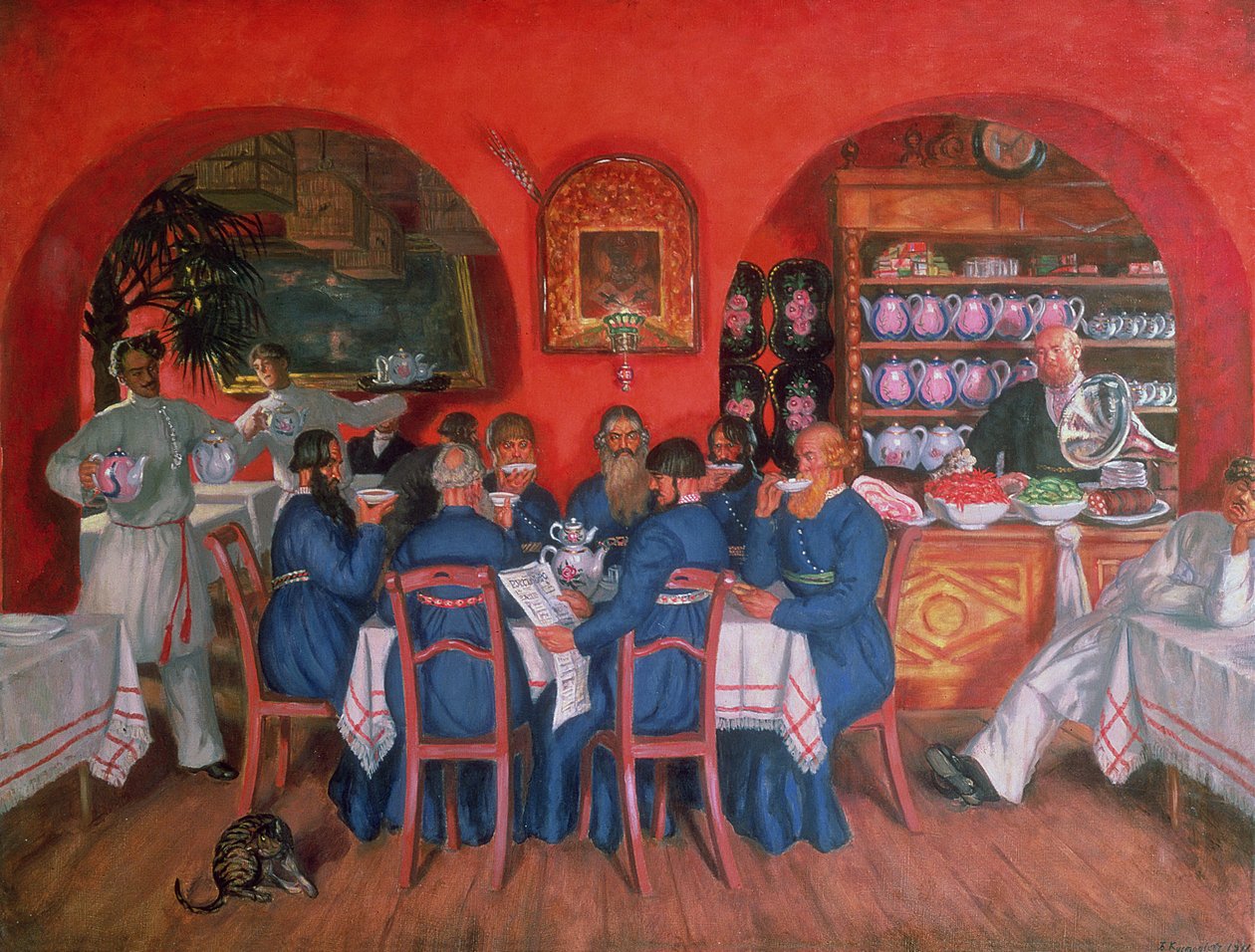 Kawiarnia Moskiewska, 1916 autorstwa Boris Mikhailovich Kustodiev