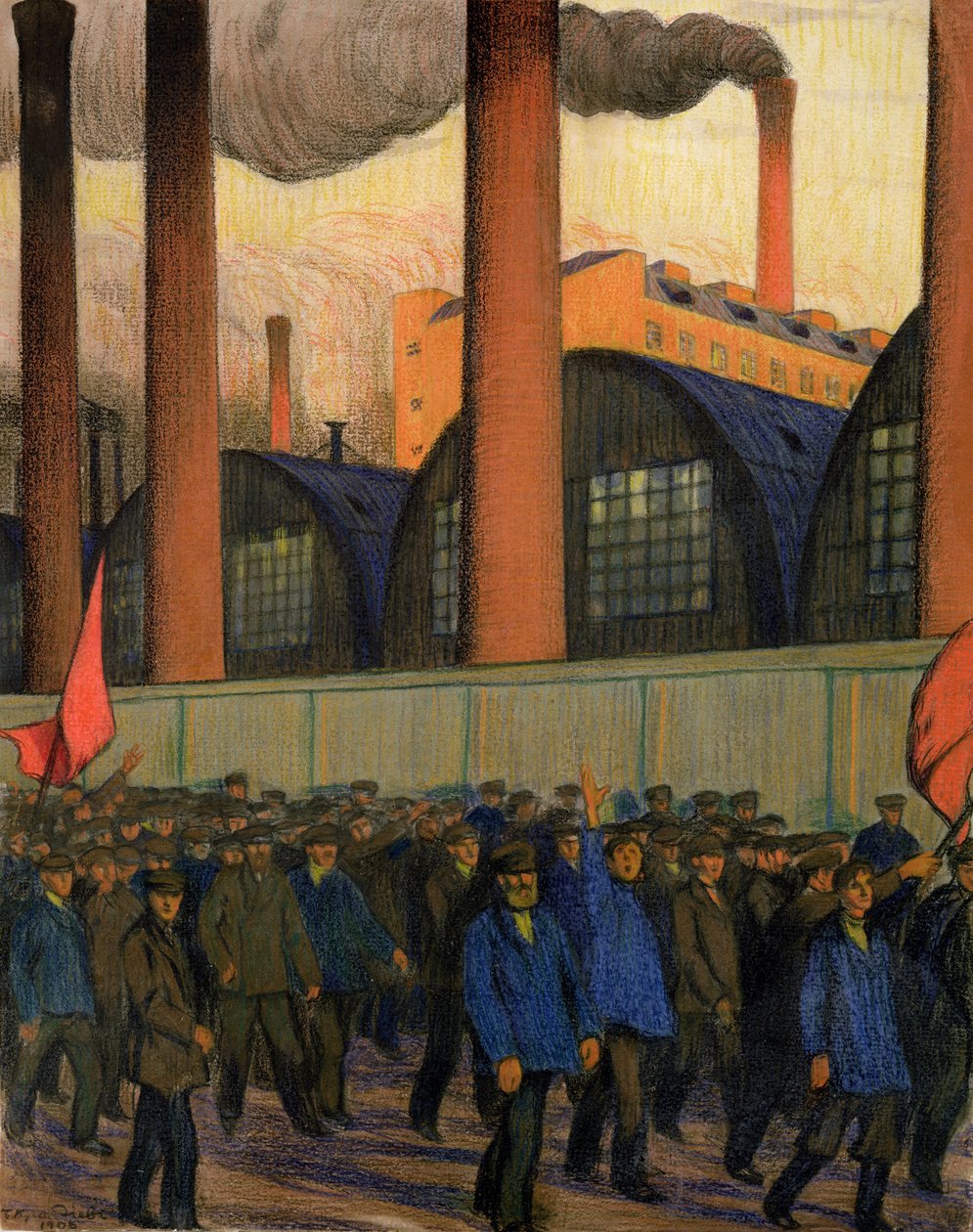 Strajk autorstwa Boris Mikhailovich Kustodiev