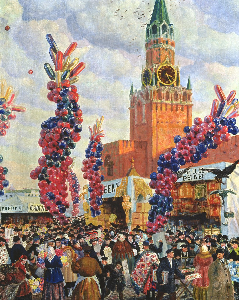 Jarmark Wielkanocny na Kremlu Moskiewskim, 1917 autorstwa Boris Mikhailovich Kustodiev