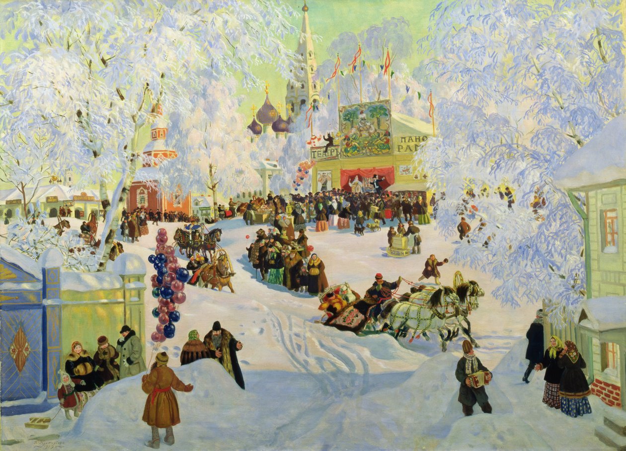 Zapusty, 1919 autorstwa Boris Mikhailovich Kustodiev