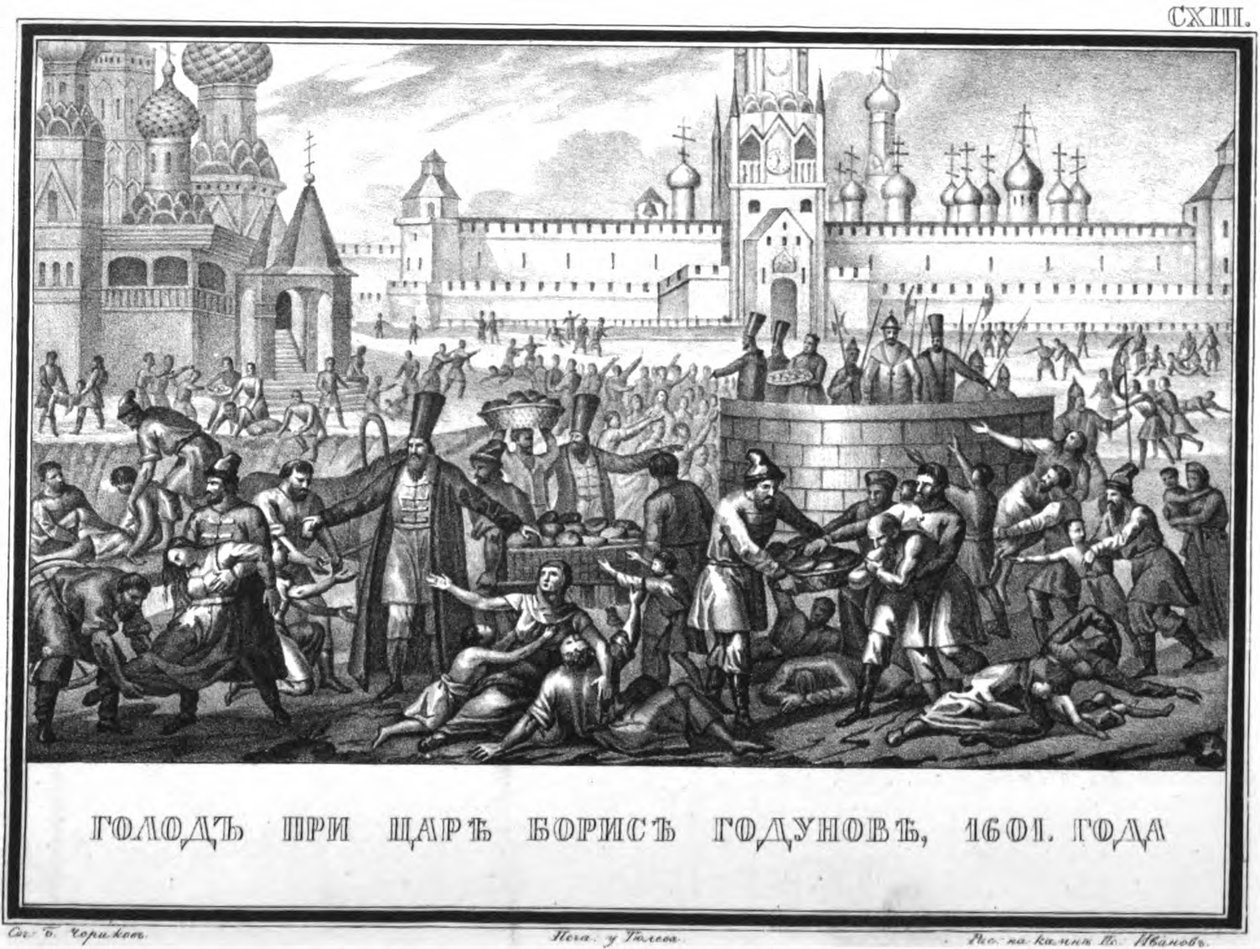 Głód za panowania Borysa Godunowa Z Ilustrowanego Karamzina, 1836 autorstwa Boris Artemyevich Chorikov