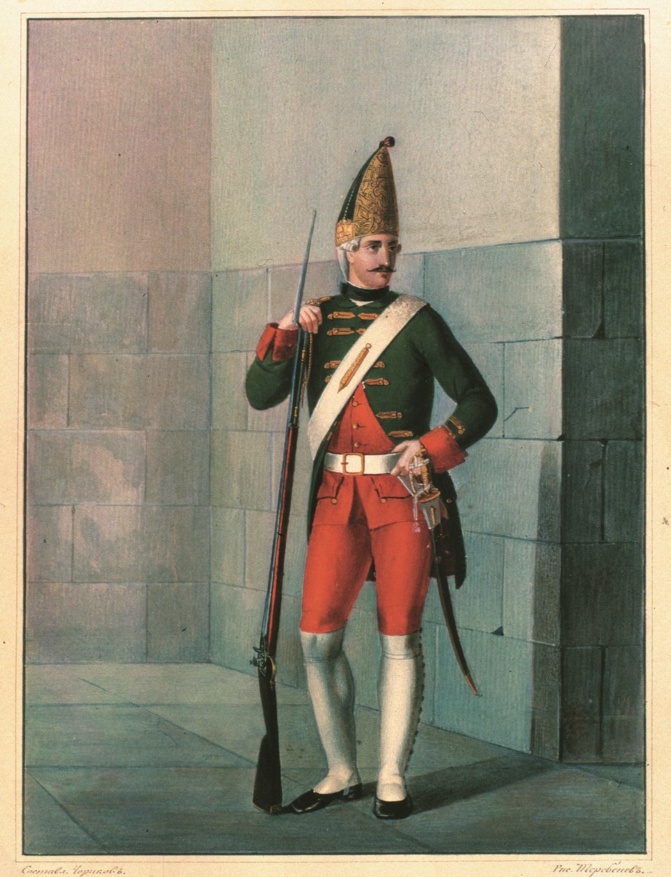 Grenadier Pułku Izmajłowskiego w 1762, koniec lat 30. XIX wieku autorstwa Boris Artemyevich Chorikov