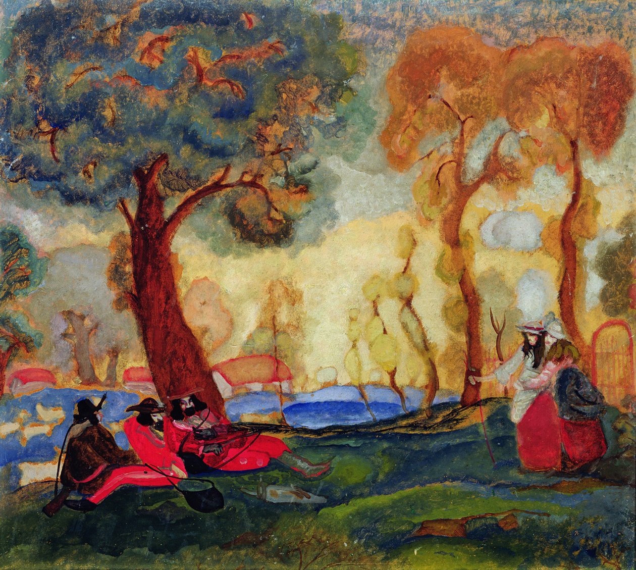 Odpoczywający żydowscy komicy, lata 1910 autorstwa Boris Dmitrievich Grigoriev