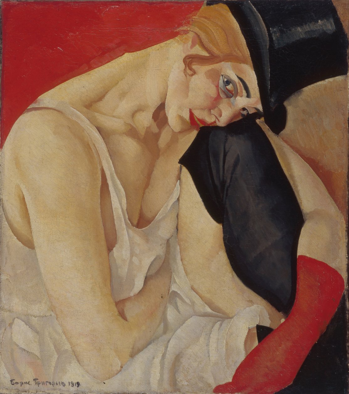 Dama w cylindrze, 1919 autorstwa Boris Dmitrievich Grigoriev