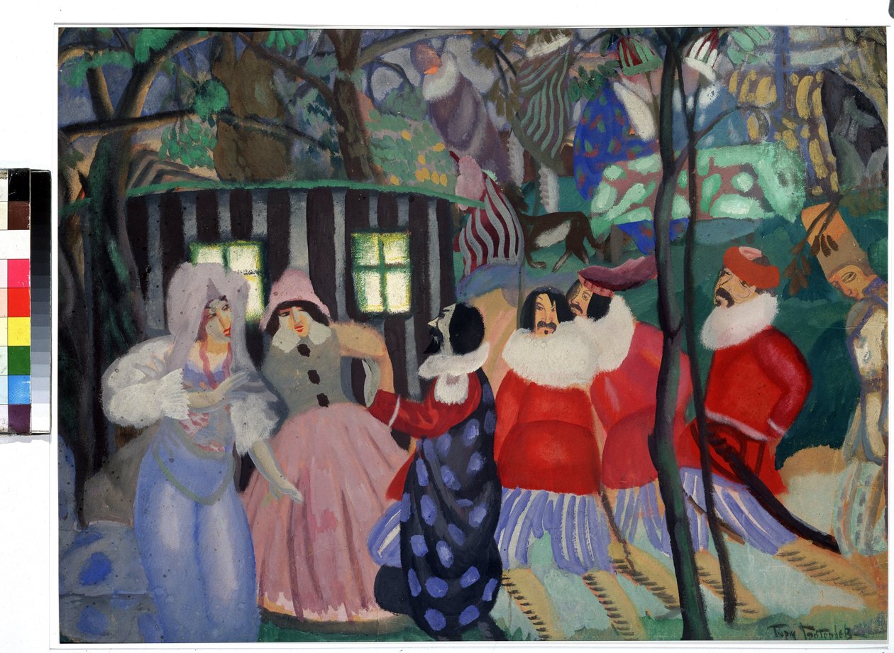 Zdobywcy (Zdobywcy). Praca Borisa Dmitrievicha Grigorieva (1886-1939), gwasz na tekturze autorstwa Boris Dmitrievich Grigoriev