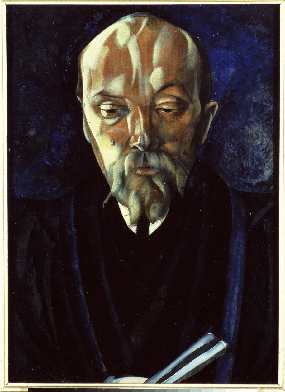 Portret artysty Nicholasa (Nicolas) Roericha (1874-1947) (Portret artysty N.Roericha). Praca Borysa Dmitrijewicza Grigoriewa (1886-1939), tempera na tekturze autorstwa Boris Dmitrievich Grigoriev