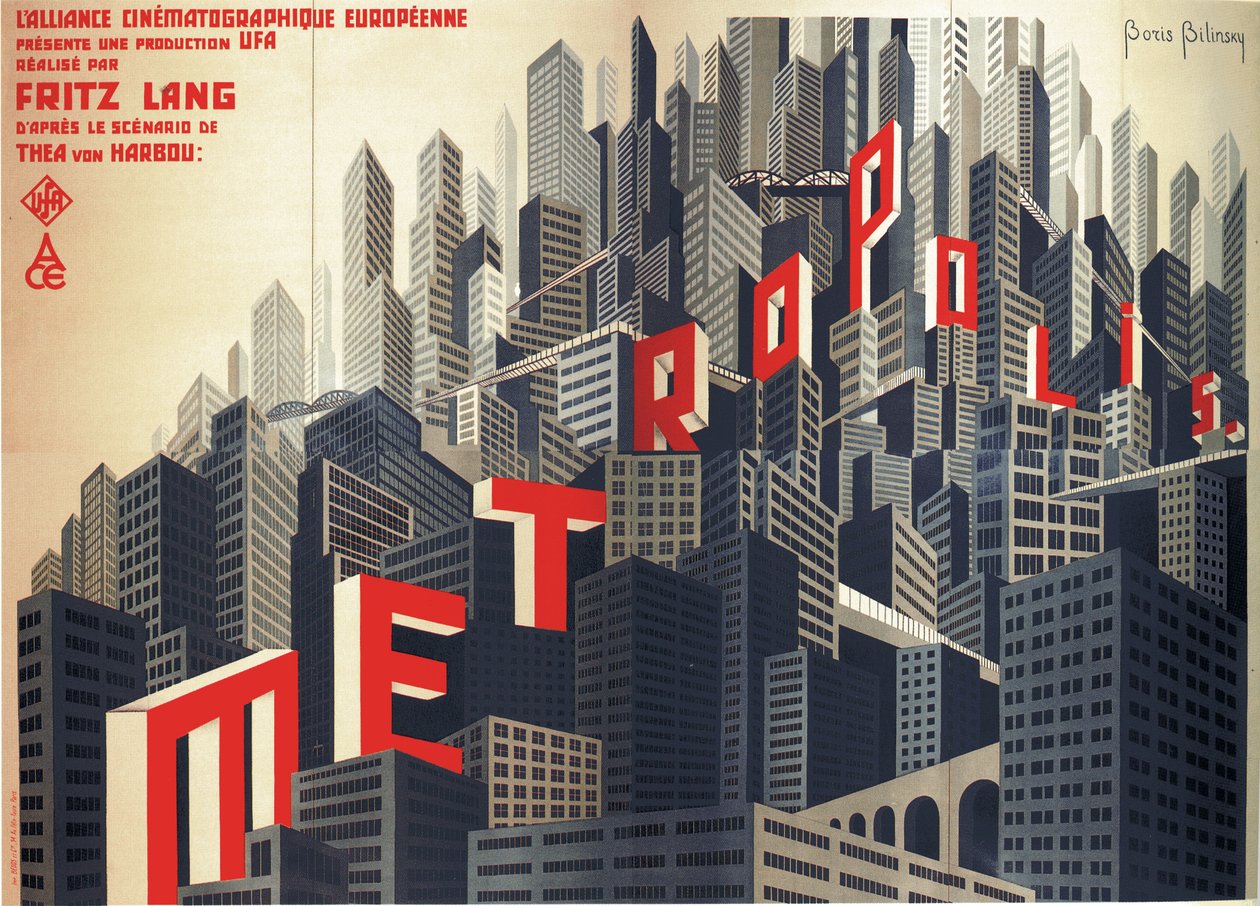 Plakat filmowy Metropolis, Fritz Lang, 1926 autorstwa Boris Konstantinovich Bilinsky