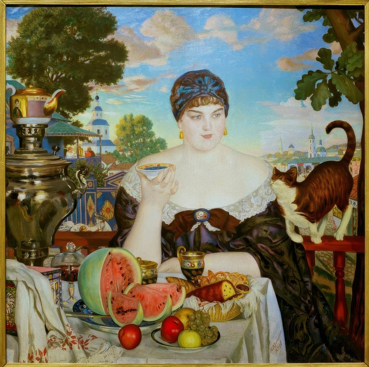Kobieta po herbacie autorstwa Boris Mikhailovich Kustodiev