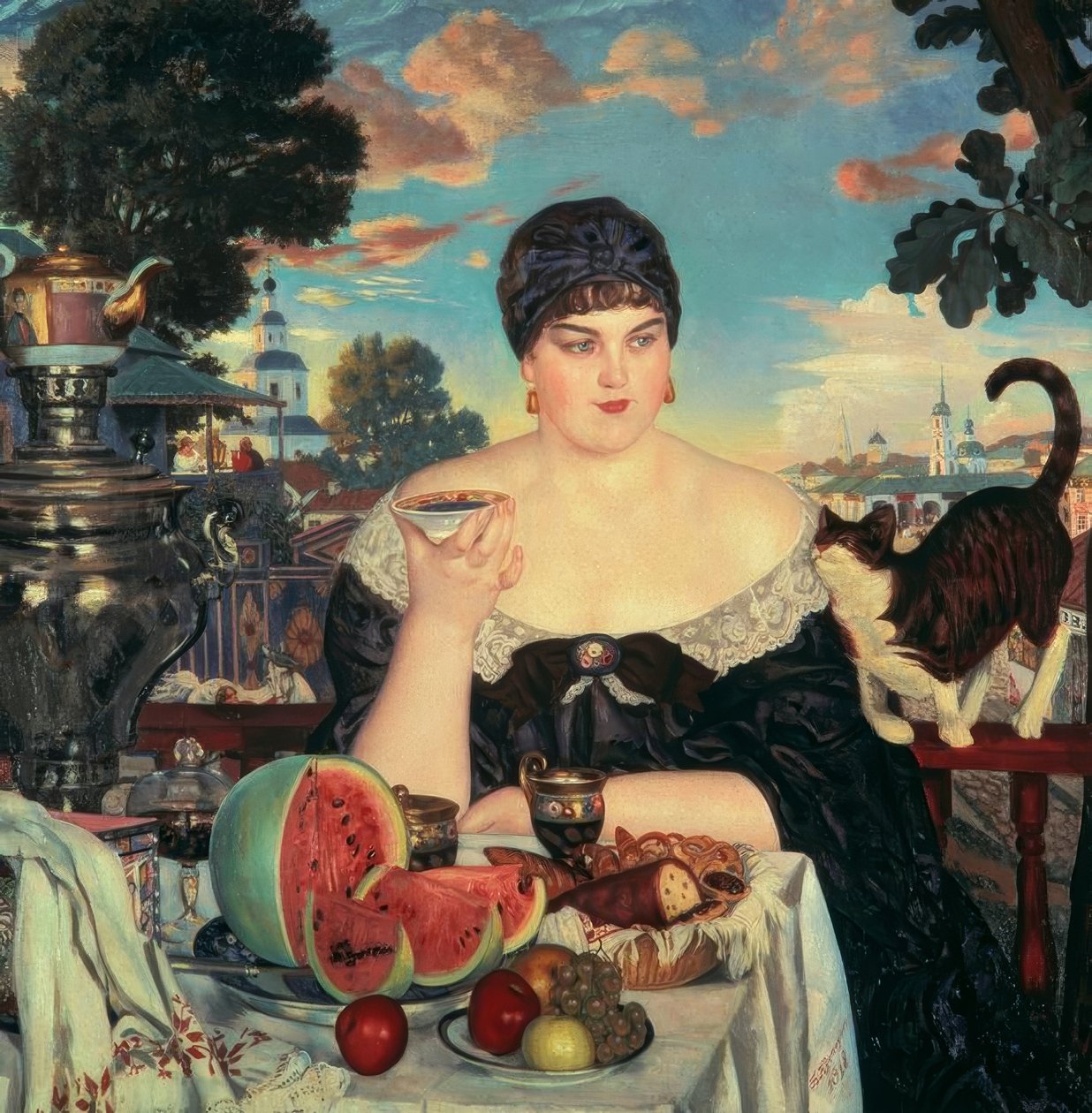 Kobieta po herbacie autorstwa Boris Mikhailovich Kustodiev