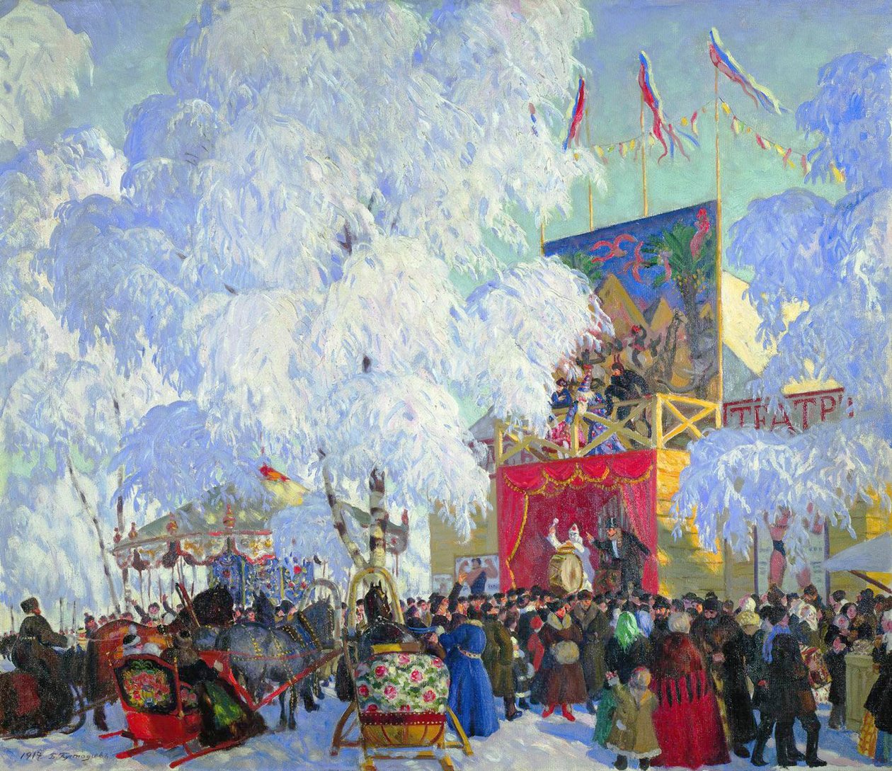Kabiny wystawowe”, 1917. autorstwa Boris Mikhailovich Kustodiev