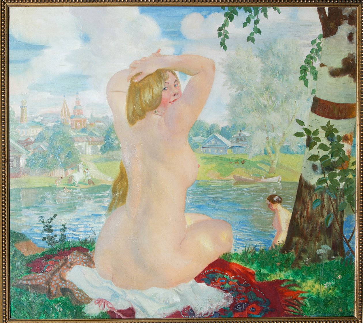 Kąpiący się, 1921 autorstwa Boris Mikhailovich Kustodiev