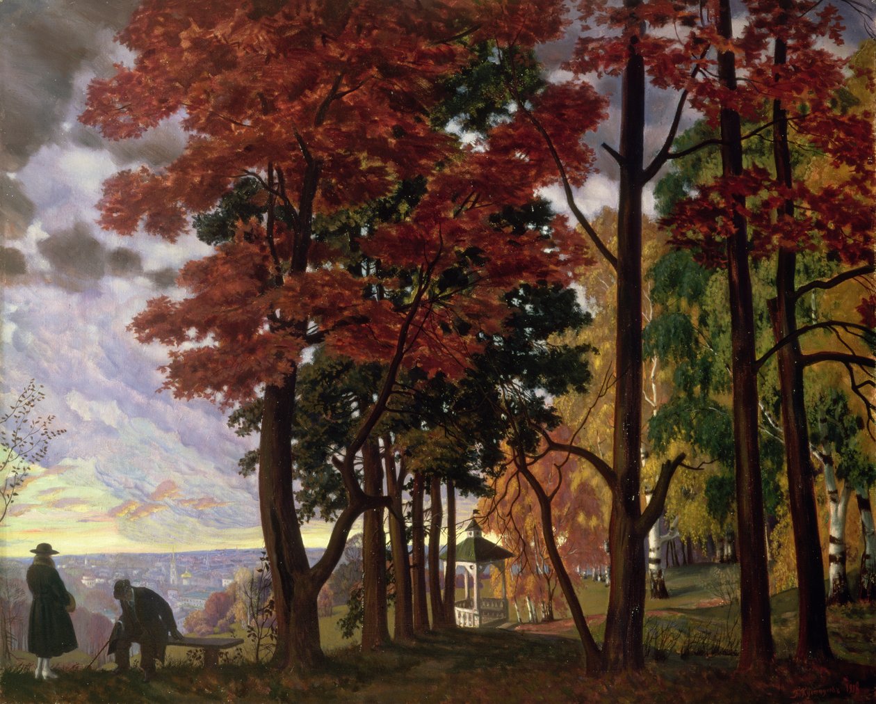 Jesień autorstwa Boris Mikhailovich Kustodiev
