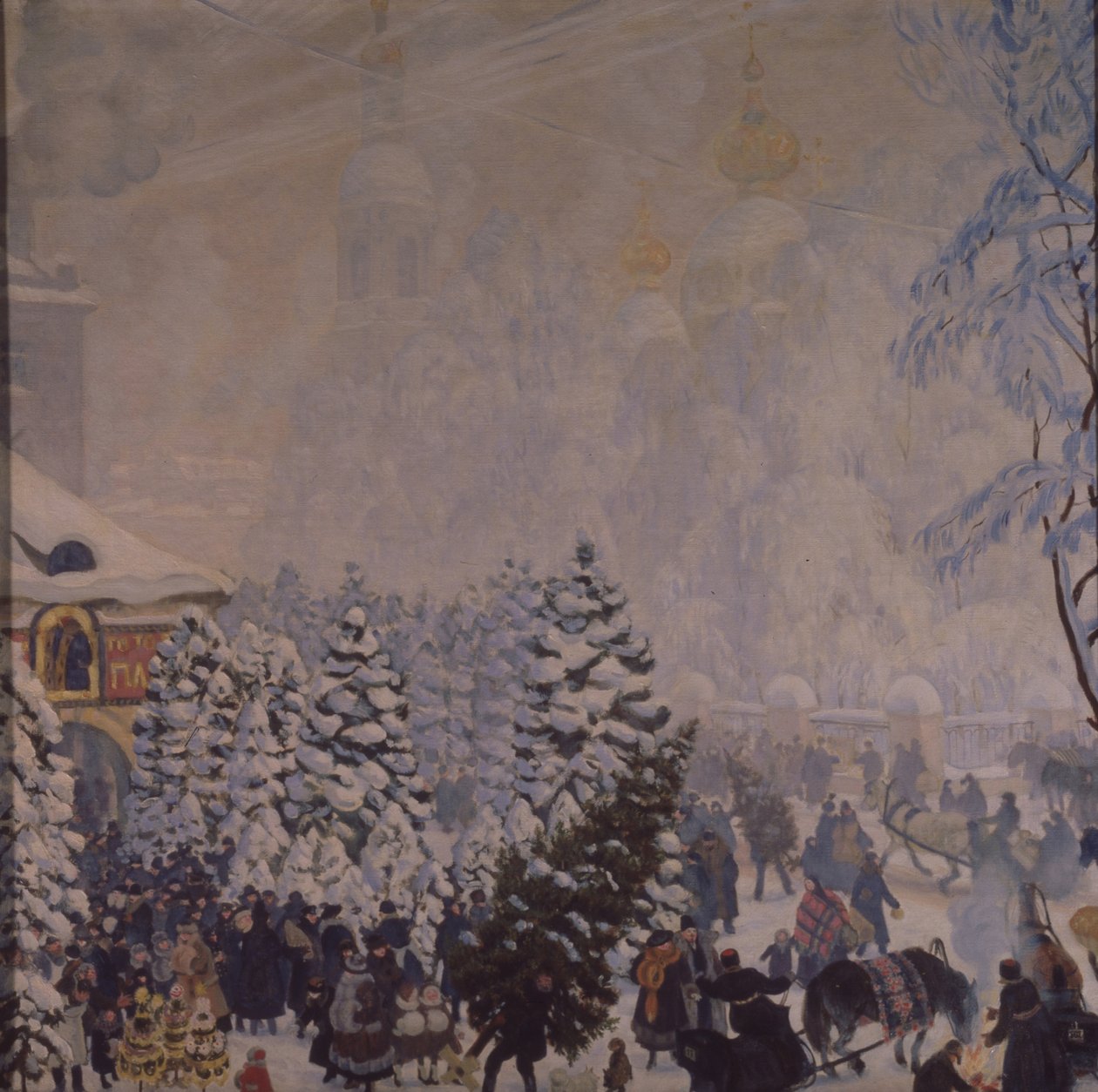 Jarmark Bożonarodzeniowy, 1918 autorstwa Boris Mikhailovich Kustodiev