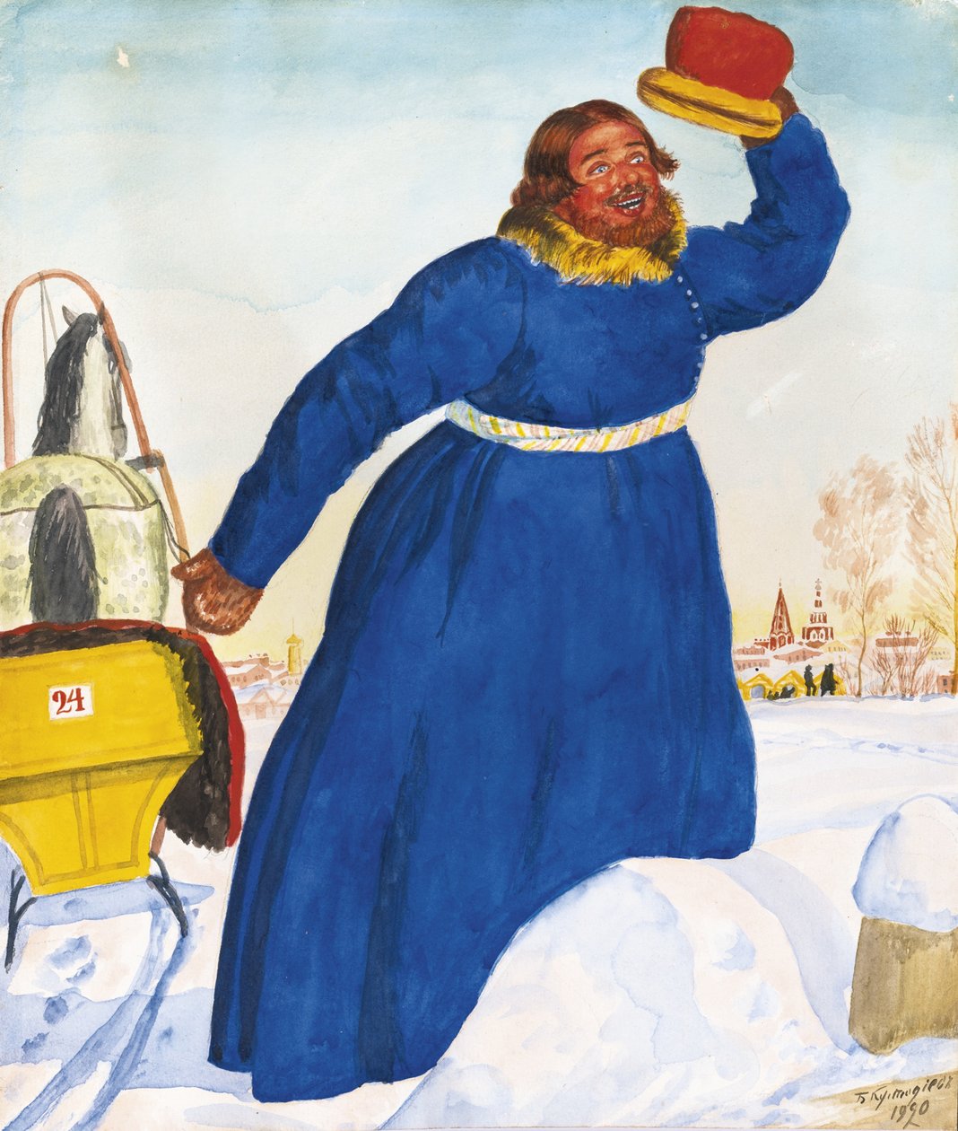 Woźnica, 1920 autorstwa Boris Mikhailovich Kustodiev
