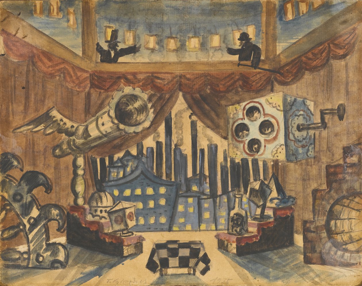 Anglia. Scenografia do spektaklu teatralnego Pchła E. Zamiatina autorstwa Boris Mikhailovich Kustodiev
