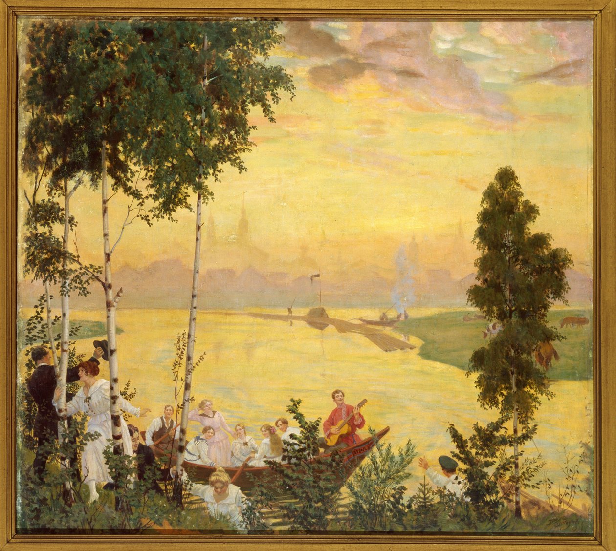 Wypad na wieś (Country Trip). Obraz Borisa Michaylovicha Kustodieva (Kustodiev) (1878-1927), olej na płótnie autorstwa Boris Mikhailovich Kustodiev