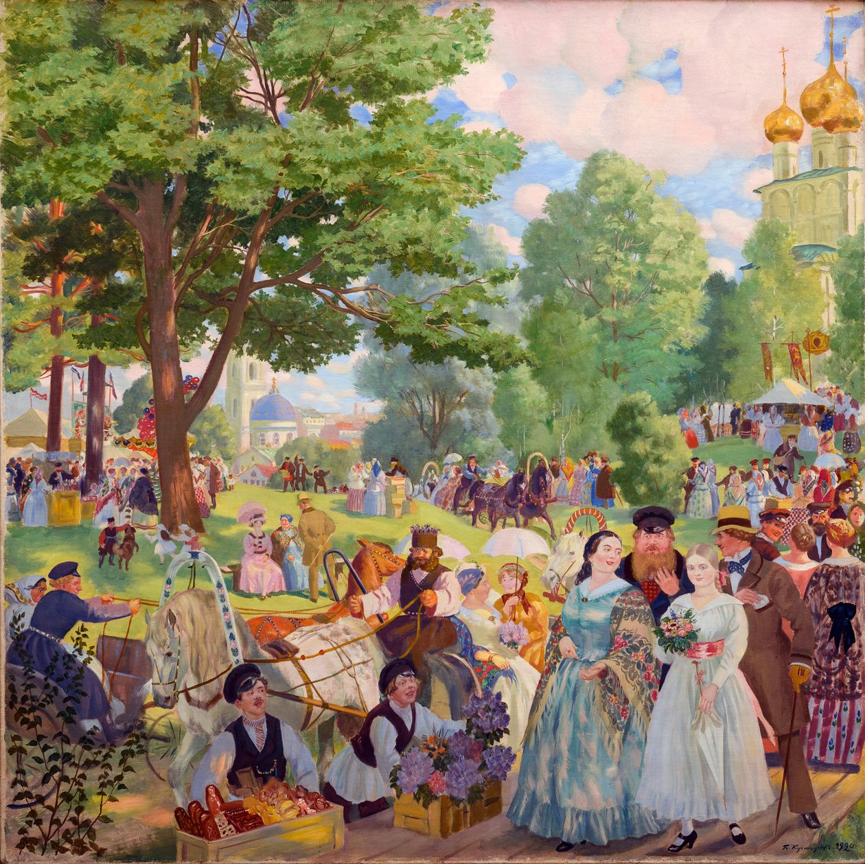 Fete de la Sainte Trinite - Święto Trójcy Świętej par Kustodiev, Boris Michajłowicz (1878-1927). olej na płótnie autorstwa Boris Mikhailovich Kustodiev