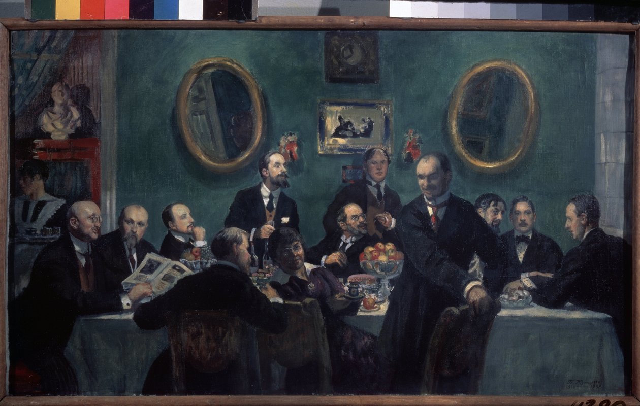 Członkowie Ruchu Świat Sztuki autorstwa Boris Mikhailovich Kustodiev
