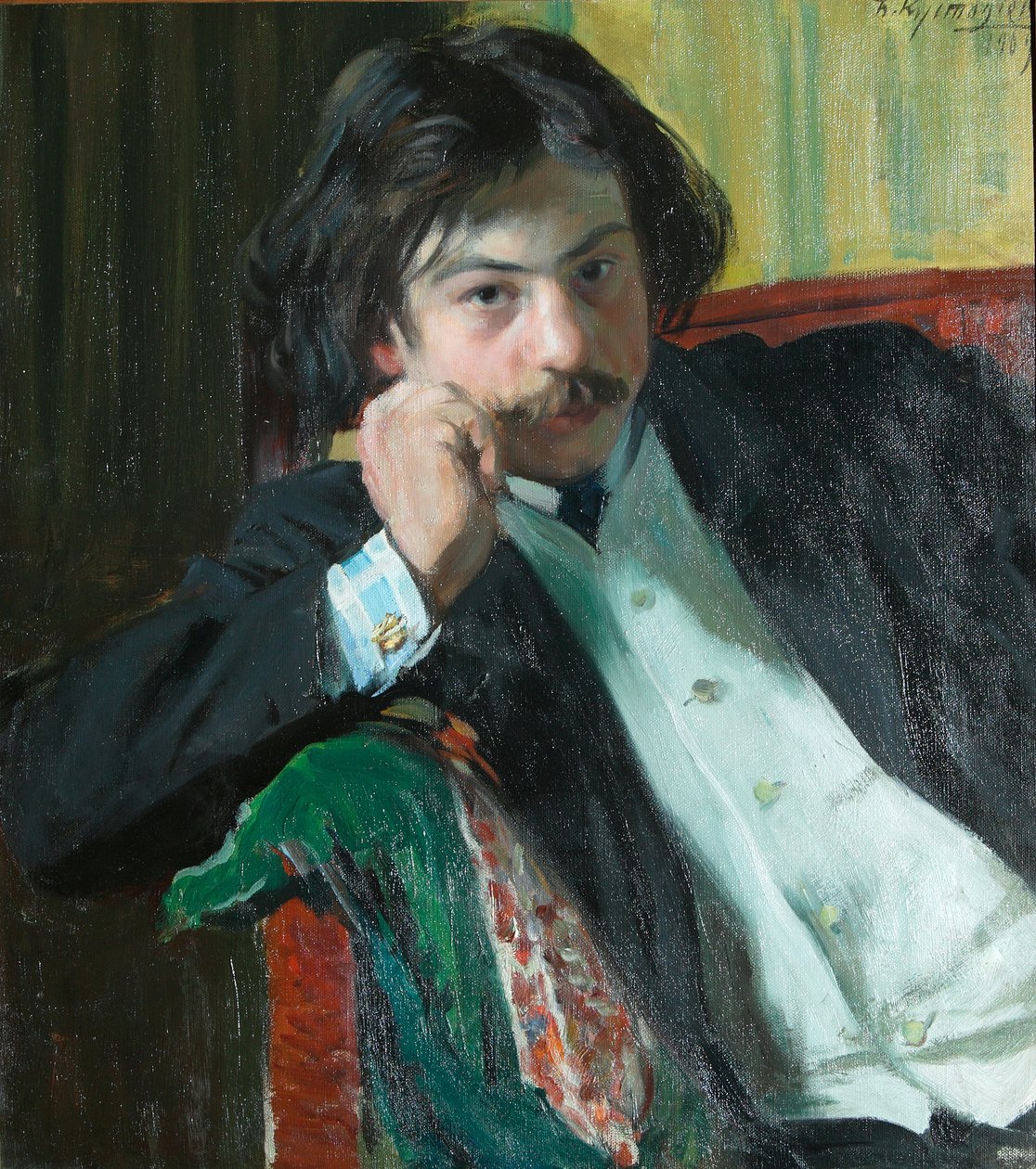 Portret poety Janko Ławrina 1887-1986, 1909 autorstwa Boris Mikhailovich Kustodiev