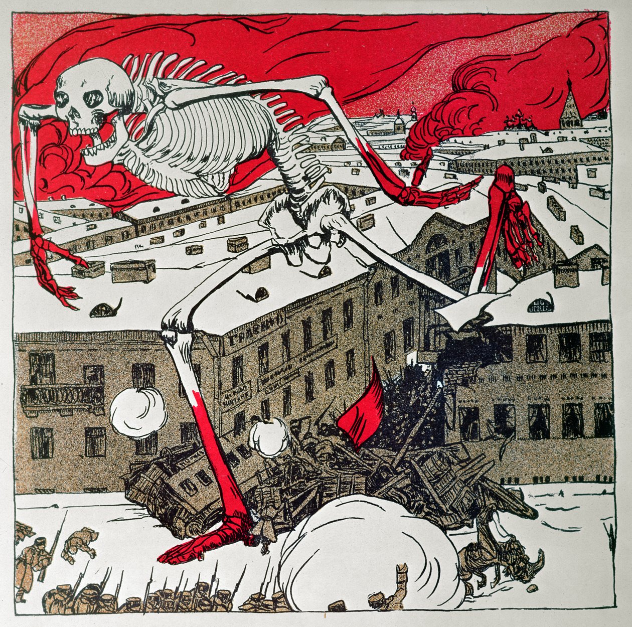 Plakat wydany przez rewolucjonistów w Petersburgu autorstwa Boris Mikhailovich Kustodiev