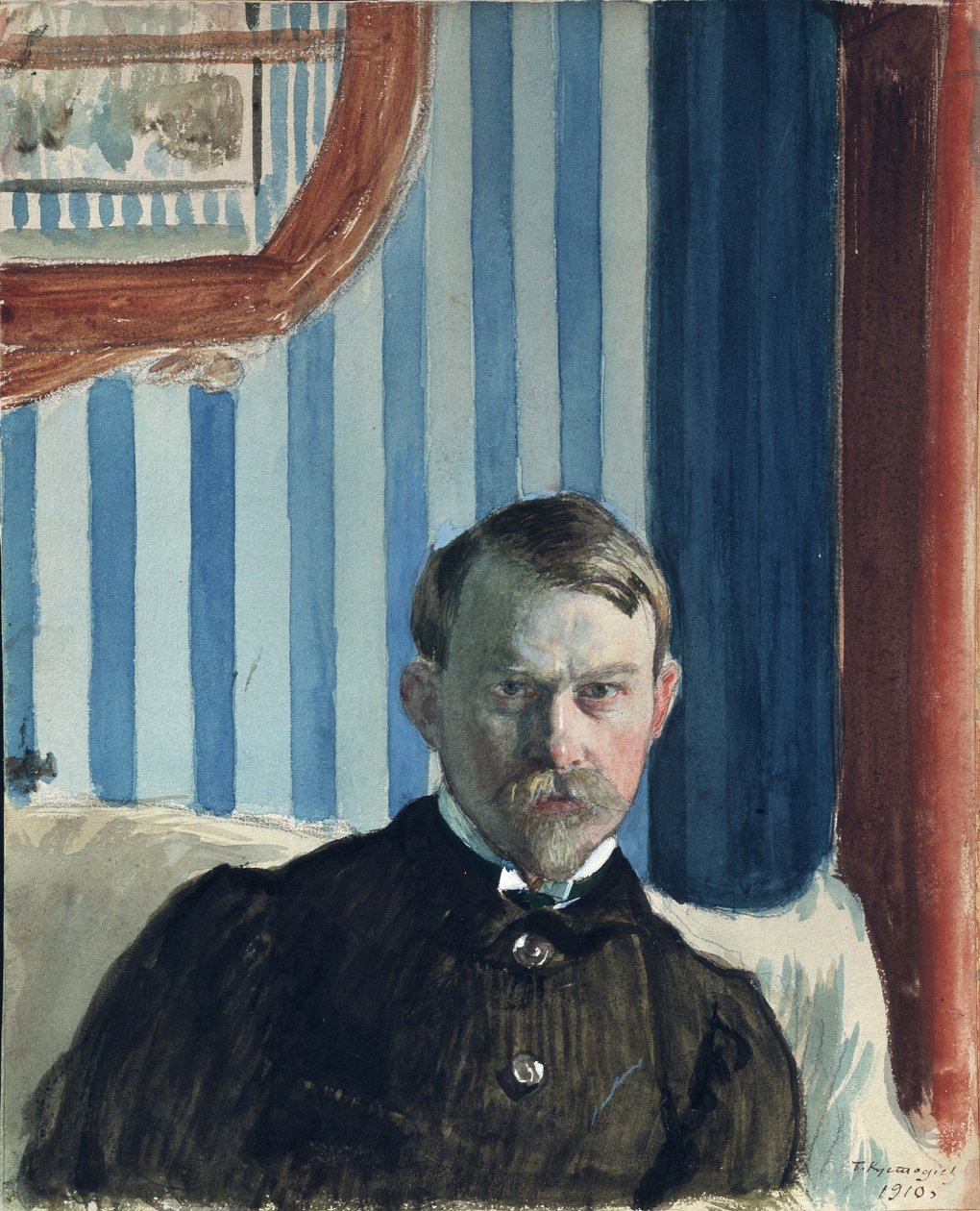 Autoportret, 1910 autorstwa Boris Mikhailovich Kustodiev