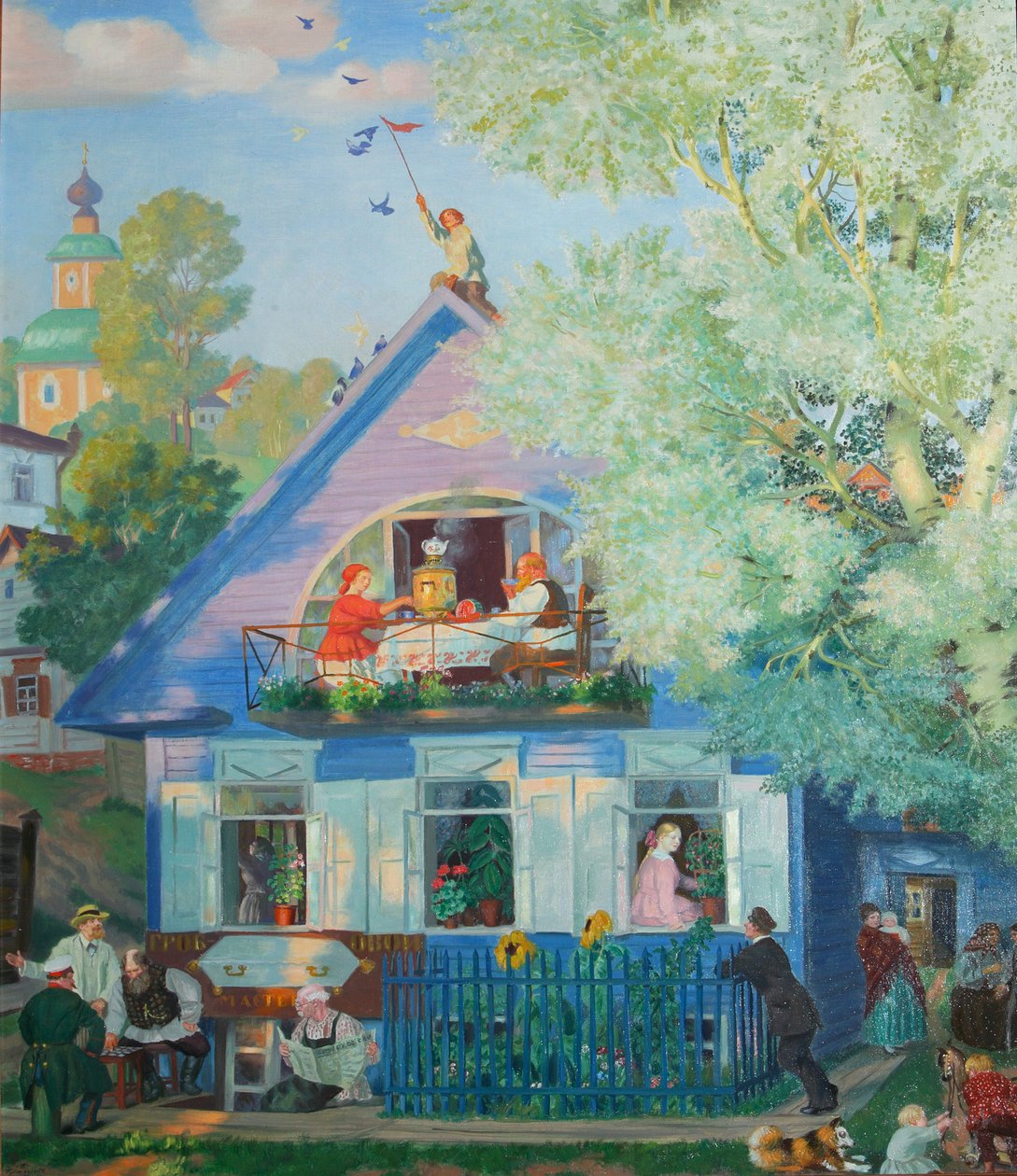 Mały Niebieski Dom, 1920 autorstwa Boris Mikhailovich Kustodiev
