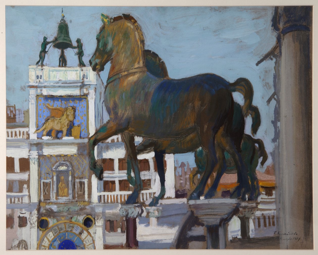 Konie San Marco, 1907 autorstwa Boris Mikhailovich Kustodiev