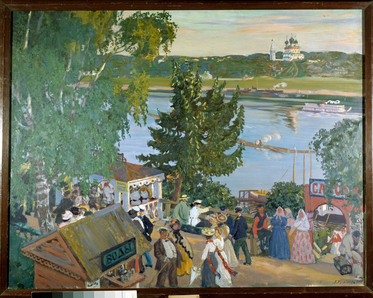 Spacer po Wołdze. Obraz Borisa Koustodiewa, rosyjskiego artysty (1878 - 1927) autorstwa Boris Mikhailovich Kustodiev