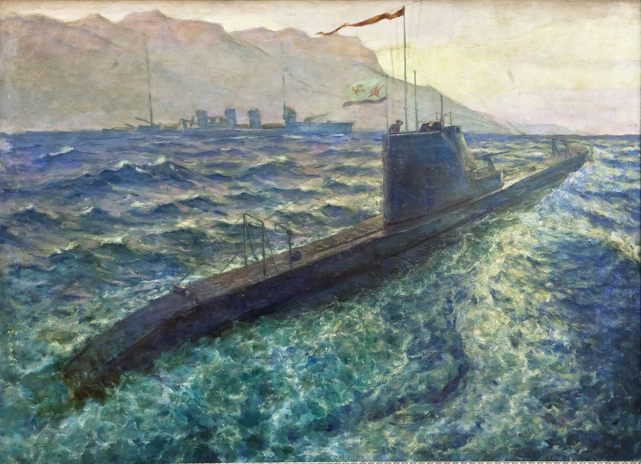 Okręt podwodny par Deykin, Borys Nikołajewicz (1890-1945). Olej na płótnie, format : 101x137 autorstwa Boris Nikolayevich Deykin