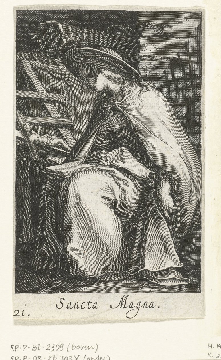 Saint Magna jako pustelnik Sancta Magna (tytuł na obiekcie) Pustelnicy (tytuł serii) Sacra Eremus Ascetriarum (tytuł serii) autorstwa Boëtius Adamsz. Bolswert