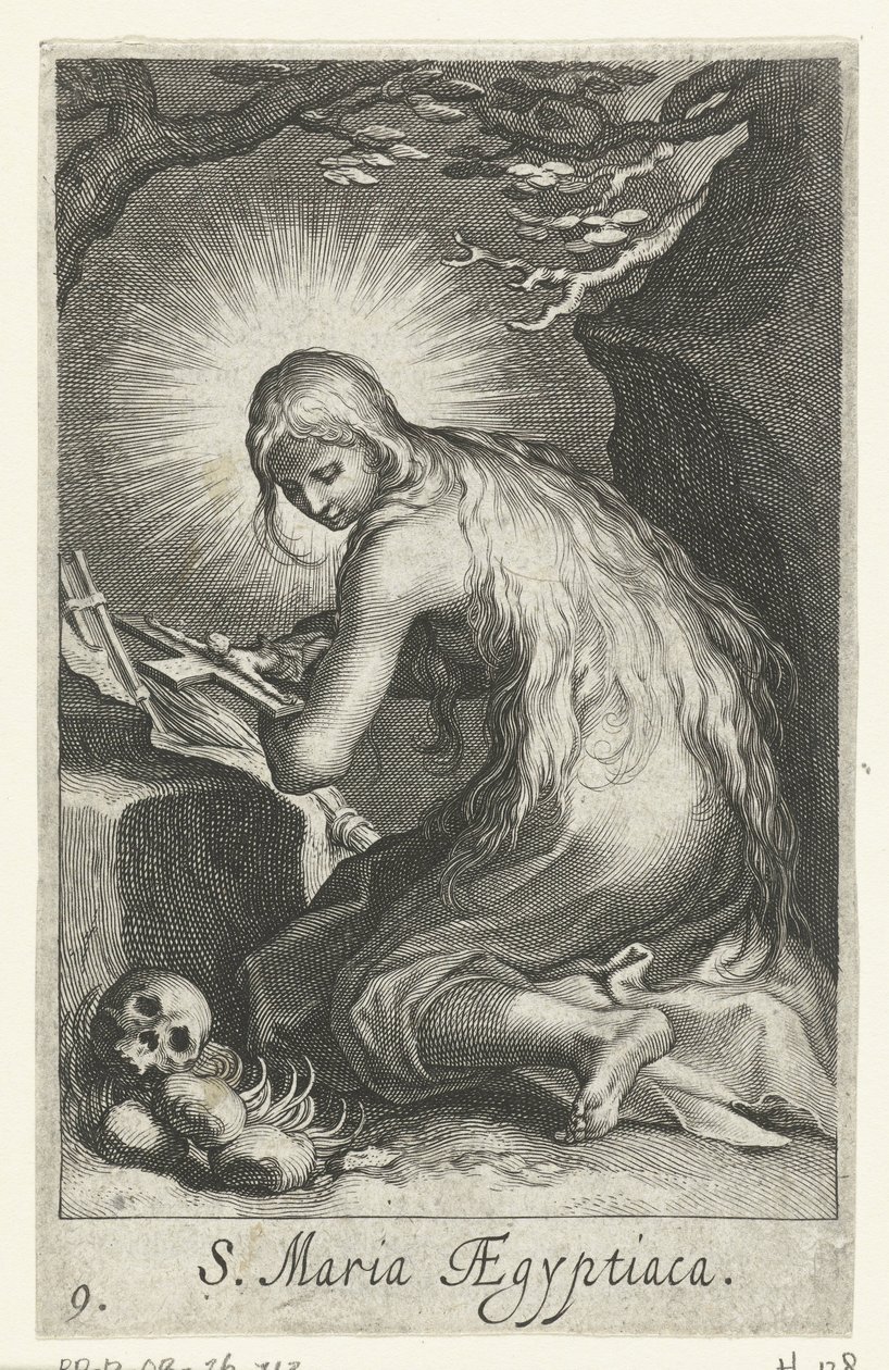 Święta Maria z Egiptu jako pustelnik Pustelnicy (tytuł serii) Sacra Eremus Ascetriarum (tytuł serii) autorstwa Boëtius Adamsz. Bolswert