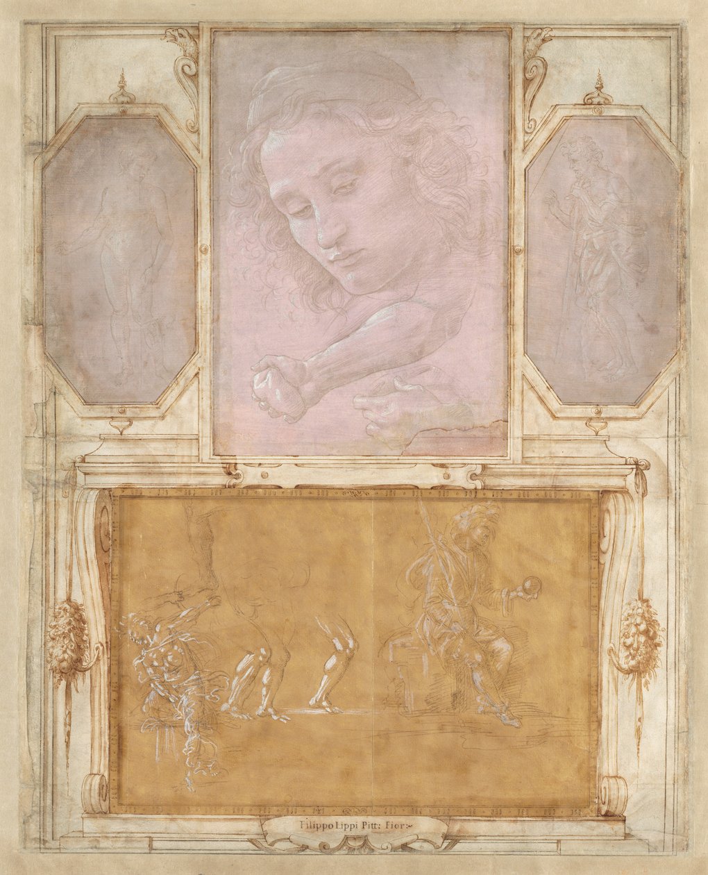 Strona z „Księgi rysunków” autorstwa Botticelli Giorgio Vasari with drawings by Filippino Lippi and Raffaellino del Garbo