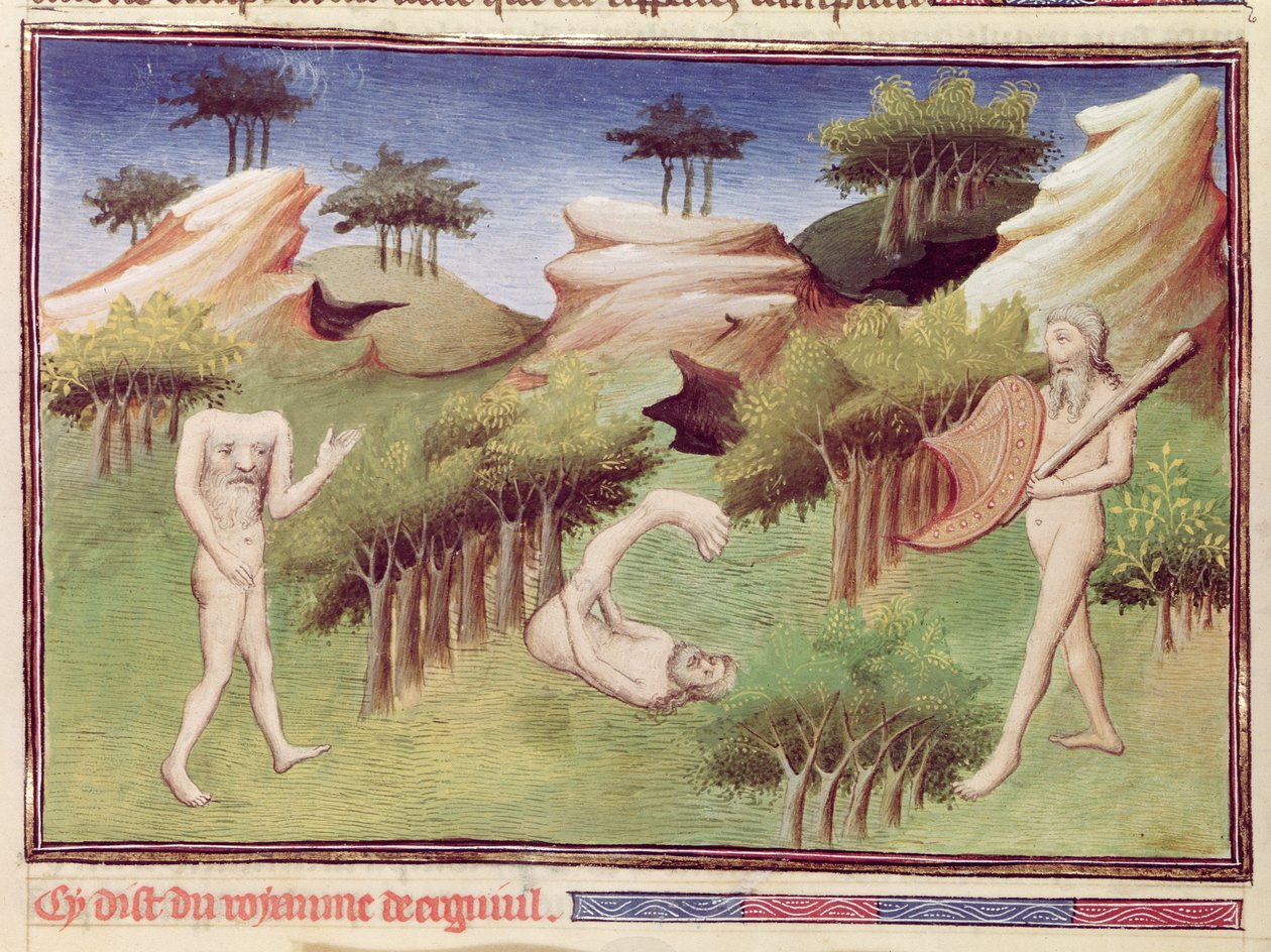 Ms 2810 f.29v, Potwory z krainy Merkitów, z „Księgi Cudów Świata”, ok. 1410-12 (tempera na welinie) autorstwa Boucicaut Master