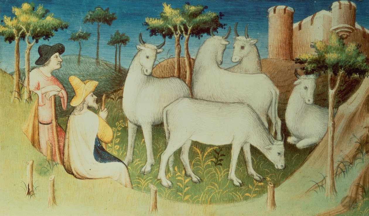 Ms Fr 2810 f.13v, Marco Polo podczas podróży, z "Livre des Merveilles du Monde", ok. 1410-12 (tempera na welonie) autorstwa Boucicaut Master