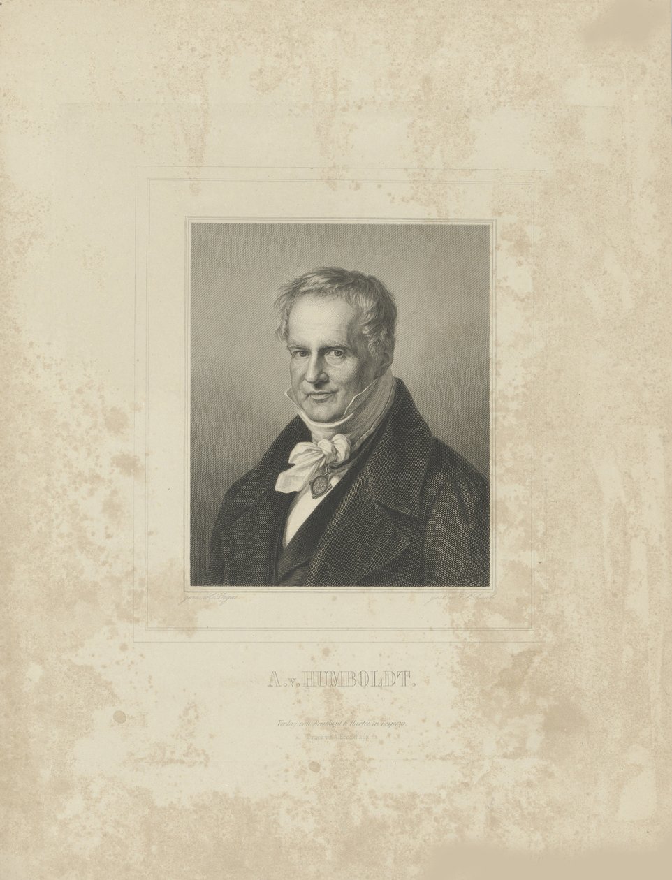 Portret Aleksandra von Humboldta 1769-1859, c. 1850 autorstwa Breitkopf and Härtel