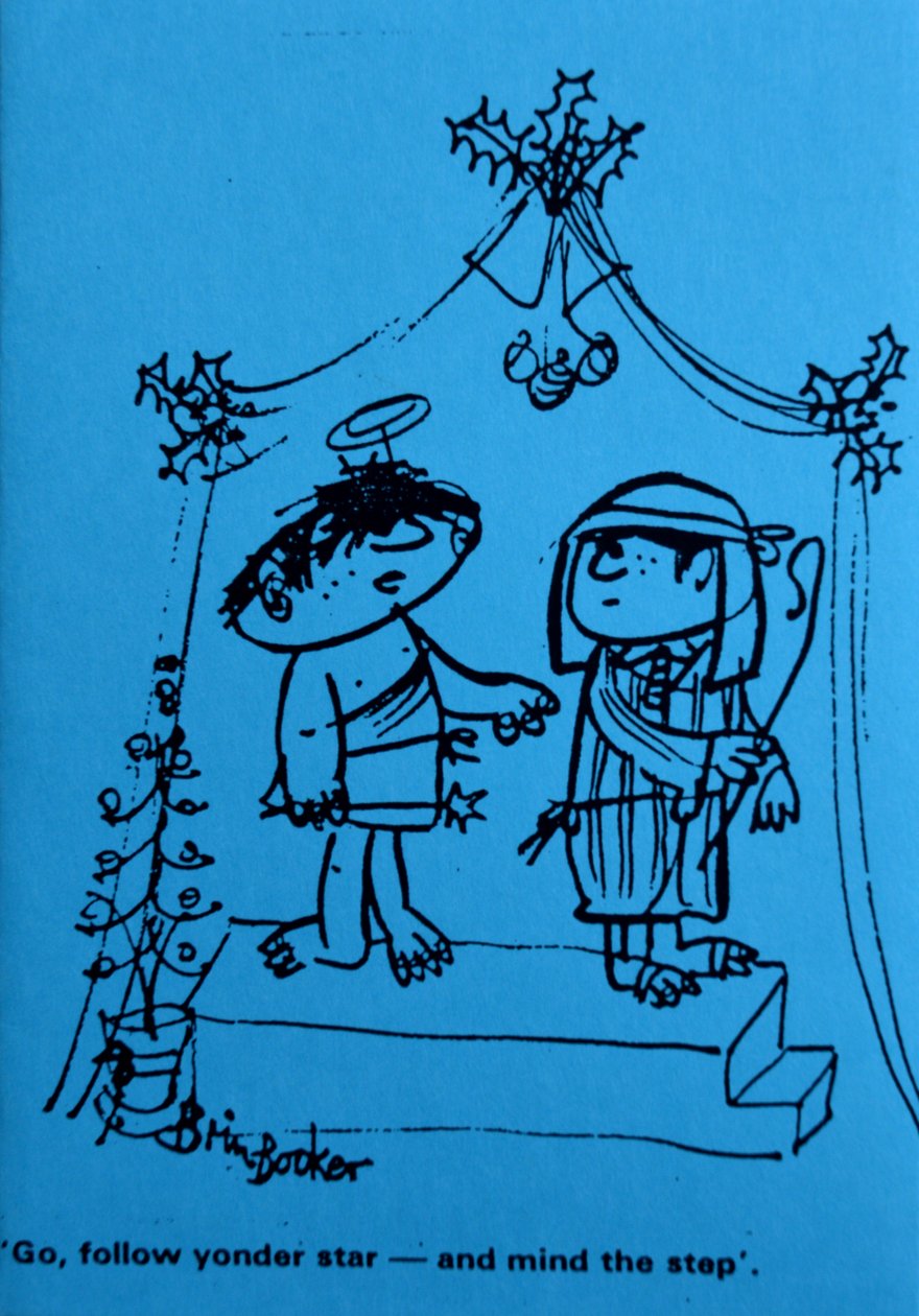 Idź Follow Yonder Star (pióro i atrament na niebieskim papierze) autorstwa Brenda Brin Booker