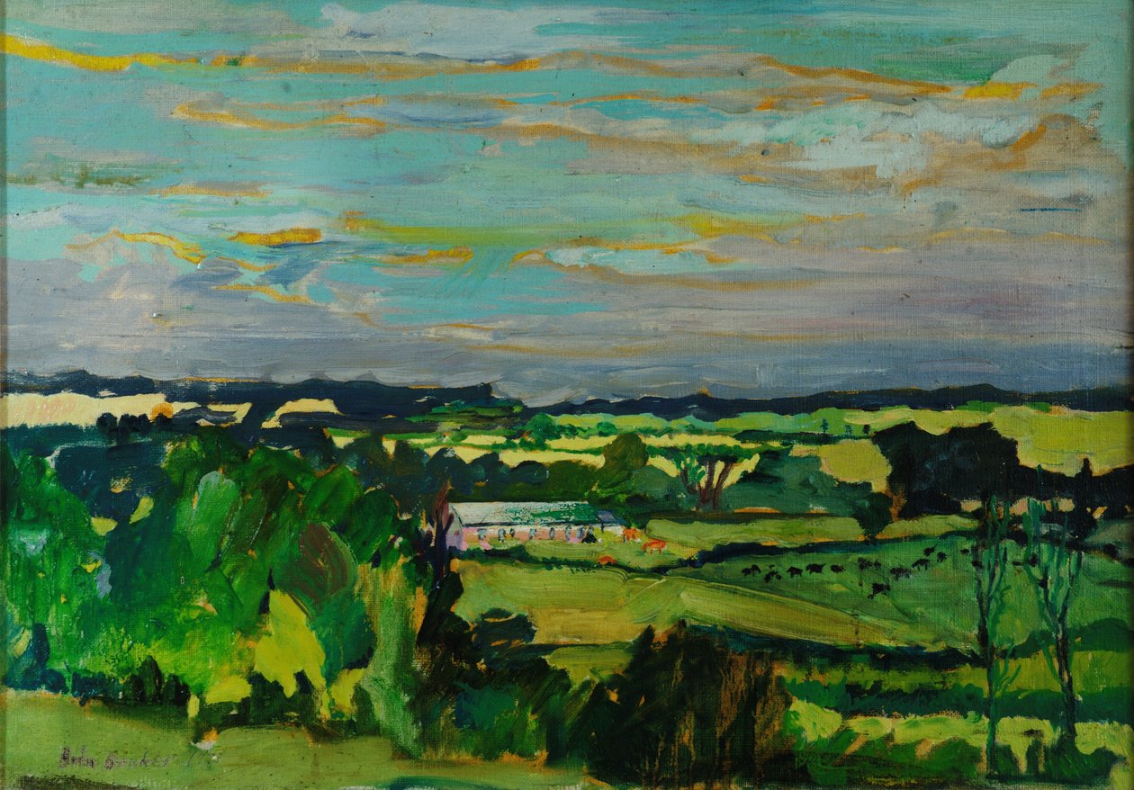 Po drugiej stronie doliny, Bedfordshire, 1973 autorstwa Brenda Brin Booker